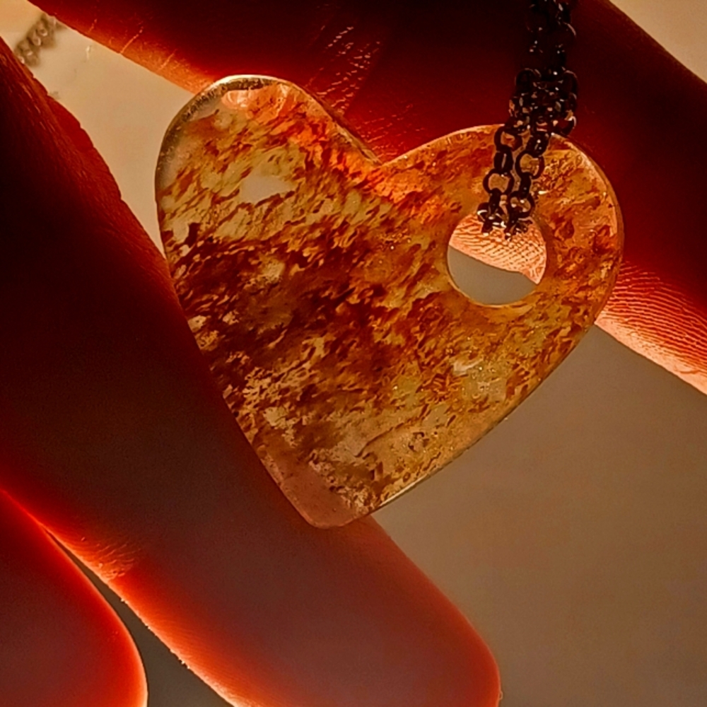 100% Stone Lodolite Heart Necklace 925 sterling silver